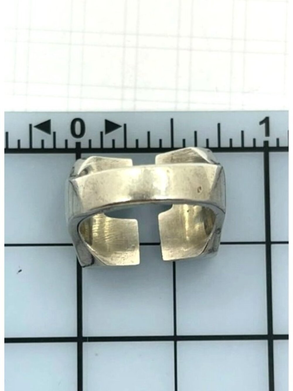 Vintage Mexican 925 Sterling Silver Geometric Block Ring Size 6 - Picture 4 of 7